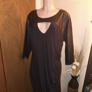 Ladies Fashion to Figure Black Faux Leather Dress